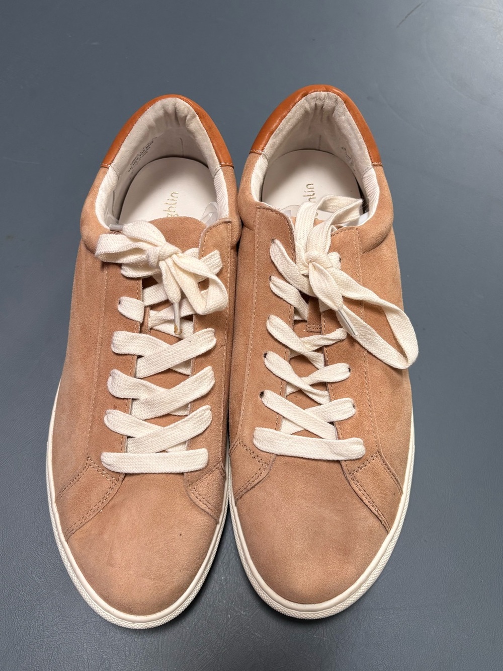 J. McLaughlin Women's Suede Sneakers in Tan with White Laces size 9.5